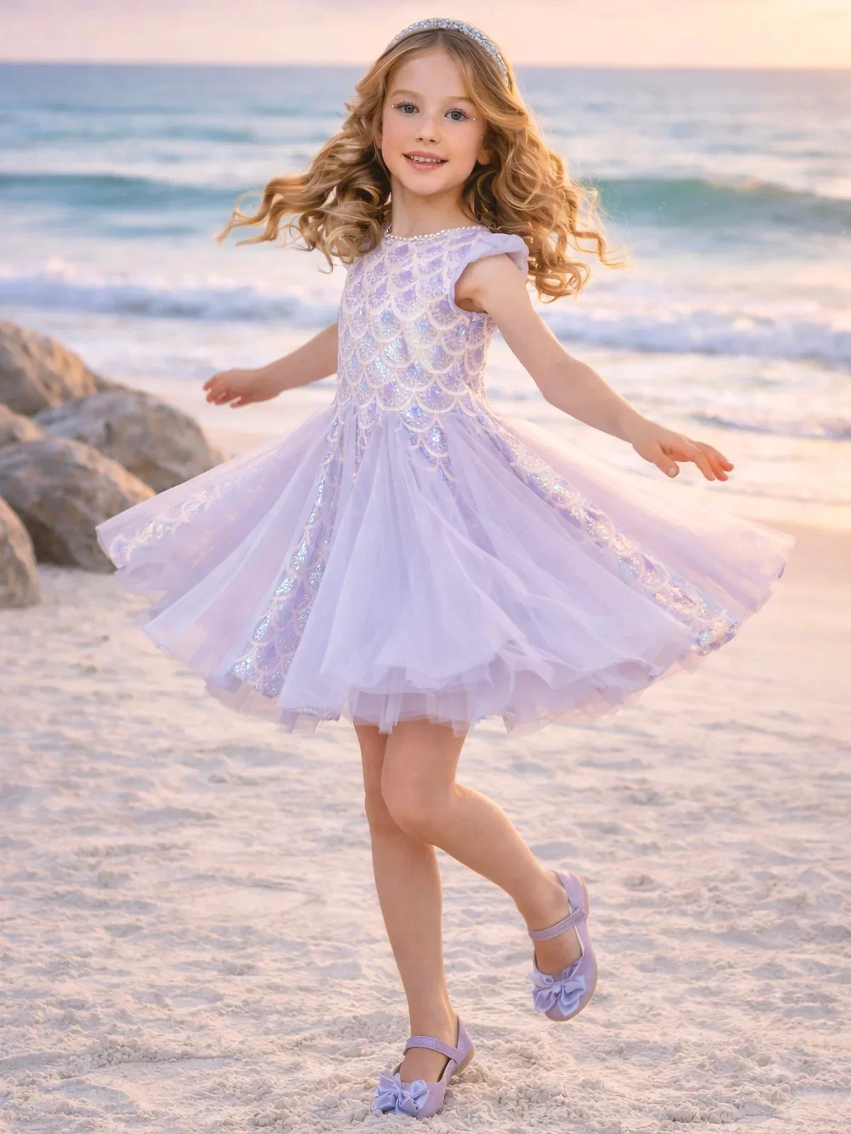 Image of Seaside Shimmer Mermaid Tulle Dress