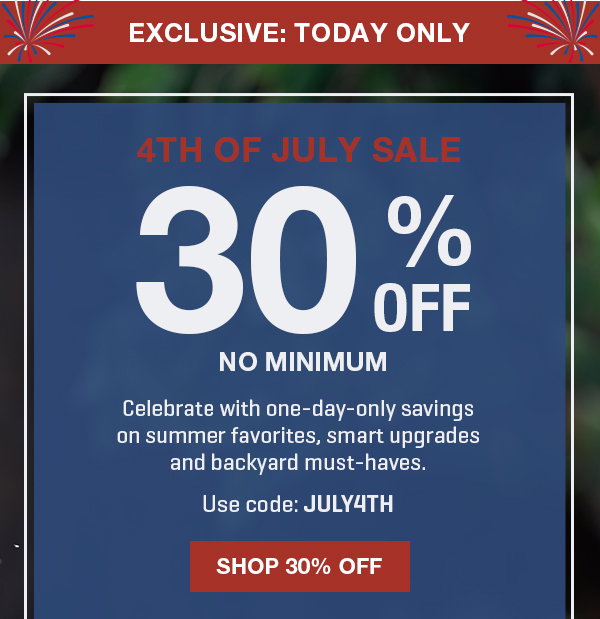 Our 4th of July Sale ends today! Get 30% off SITEWIDE