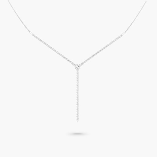 Lab Grown Diamond Round Lariat Necklace in 14K White Gold
