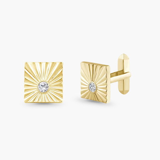 Men's Lab Grown Diamond Square Diamond-Cut Cufflinks in Vermeil