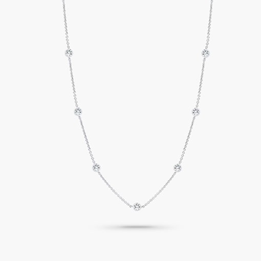 Lab Grown Diamond Bezel Station Necklace in 14K White Gold