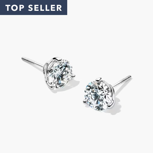 Lab Grown Diamond Martini Stud Earrings in 14K White Gold