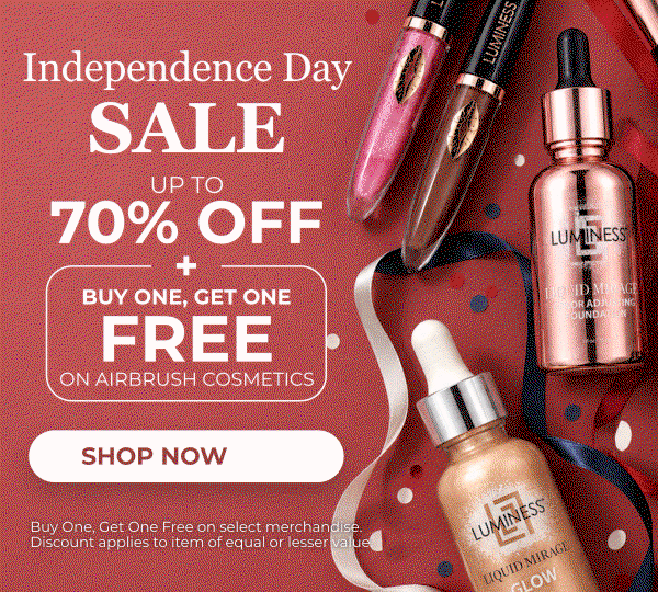 INDEPENDENCE DAY SALE: UP TO 70% OFF + BUY ONE, GET ONE FREE ON AIRBRUSH COSMETICS!