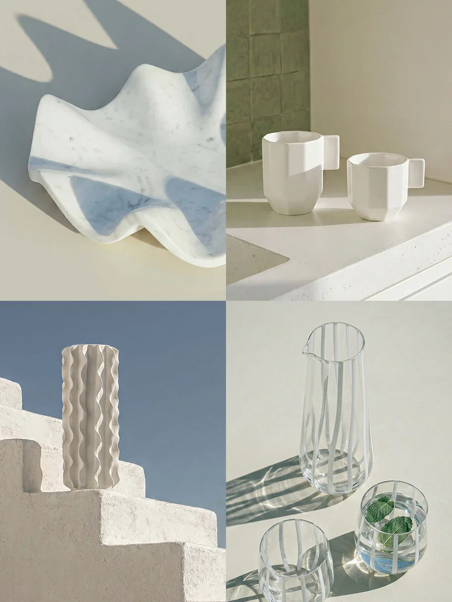 Decoración y vajilla en blanco