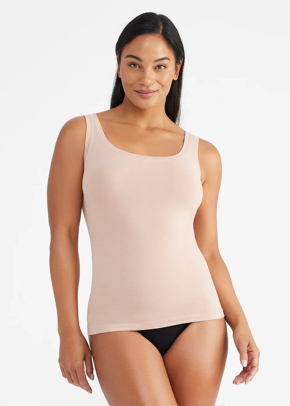 Image of Anna Scoop Neck Shaping Tank Top - 360Sculpt™ Cotton - Almond