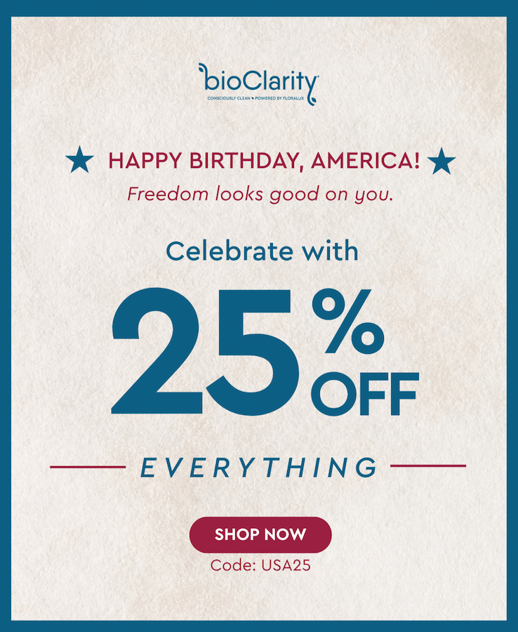 Happy Birthday, America! Freedom looks good on you. Celebrate with 25% off Everything - Shop Now Code: USA25