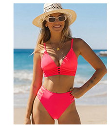 Solid Crossback High-waisted Bikini Set