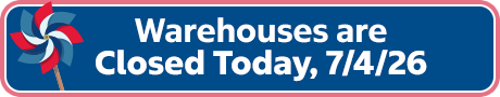 Warehouses are Closed Today, 7/4/26 in Observance of Independance Day