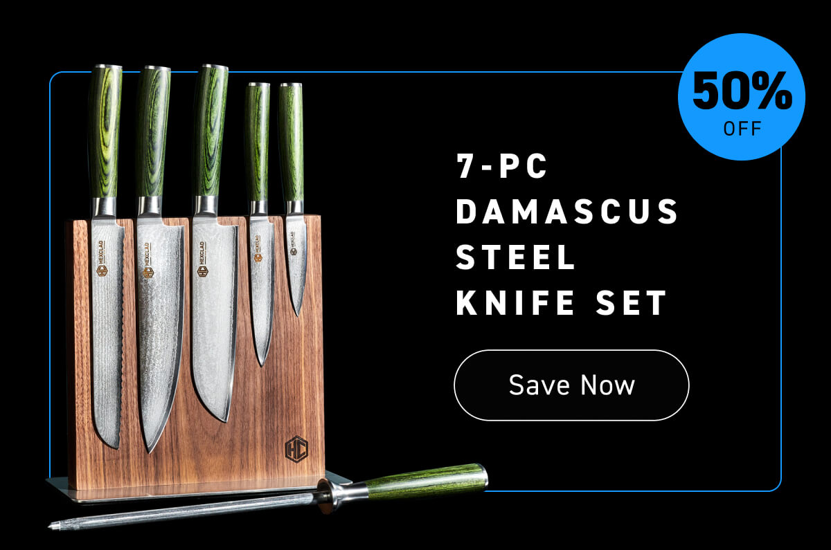 50% off 7-PC Damascus Steel Knife Set [Shop Now]