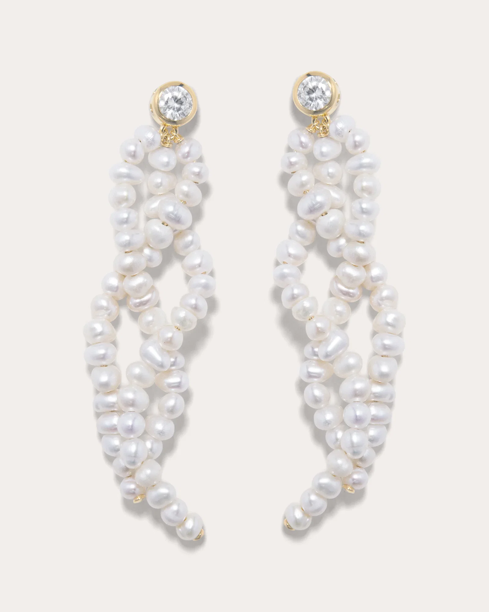 Pearl & Cubic Zirconia Twisted Drop Earrings