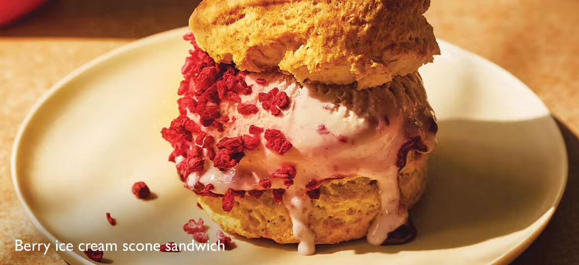 Berry ice cream scone sandwich