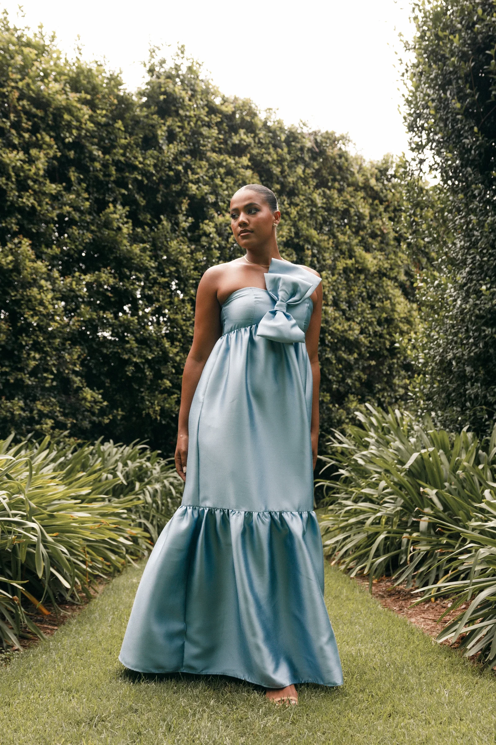 Image of Betina Bow Front Maxi Dress - Blue