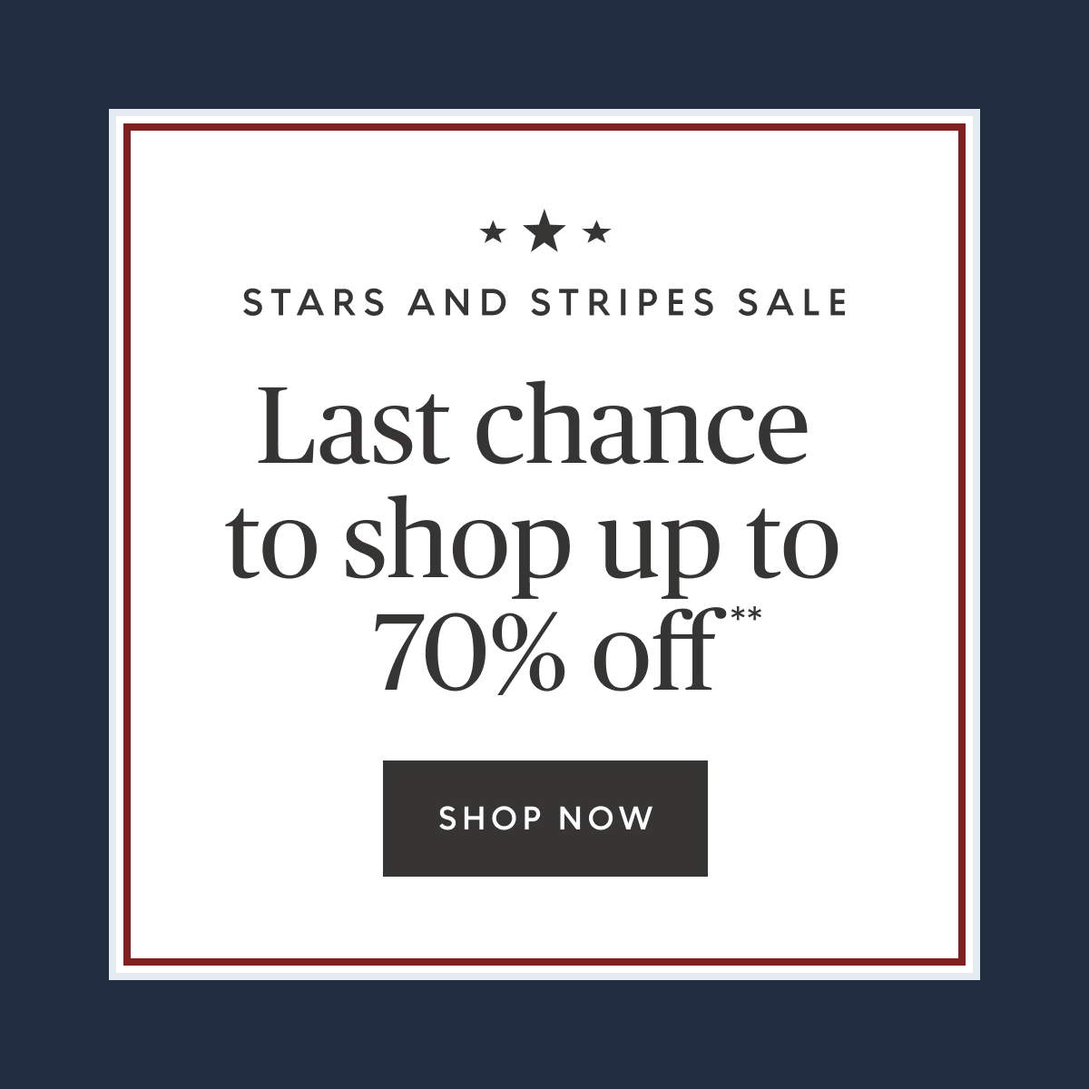 Stars & Stripes Sale up to 70% off