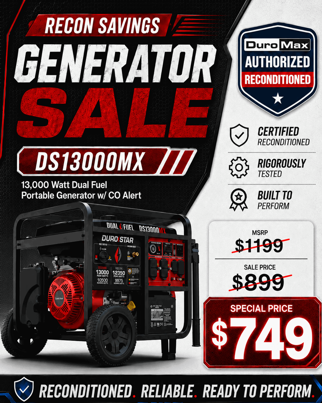Subject: Generator Sale - $749 Special Price Alert :eyes: Preview: Explore Recon Savings & Power Up With Reliable Ready To Perform Power!
