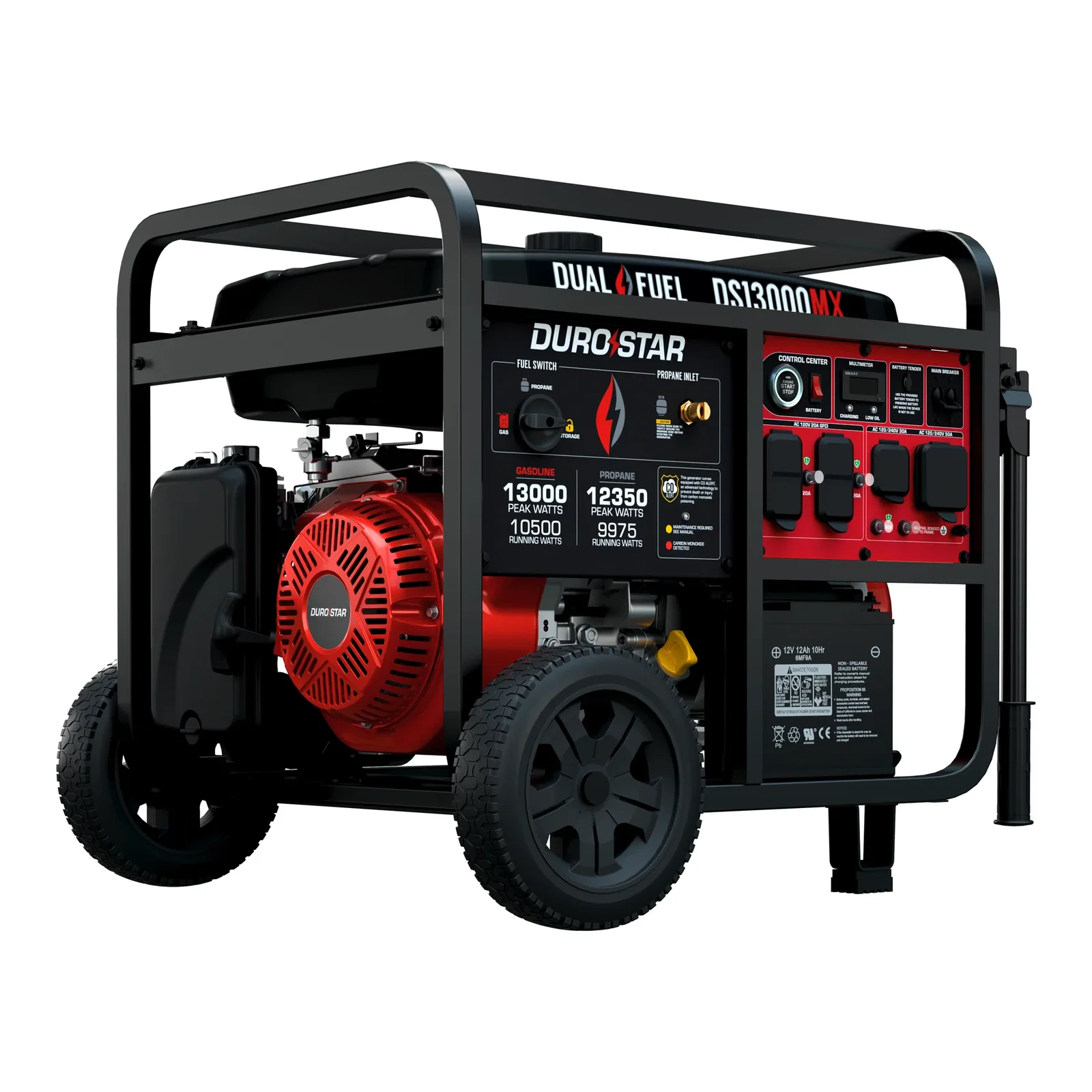 Image of DuroStar DS13000MX 13,000 Watt Dual Fuel Portable Generator w/ CO Alert - Recon