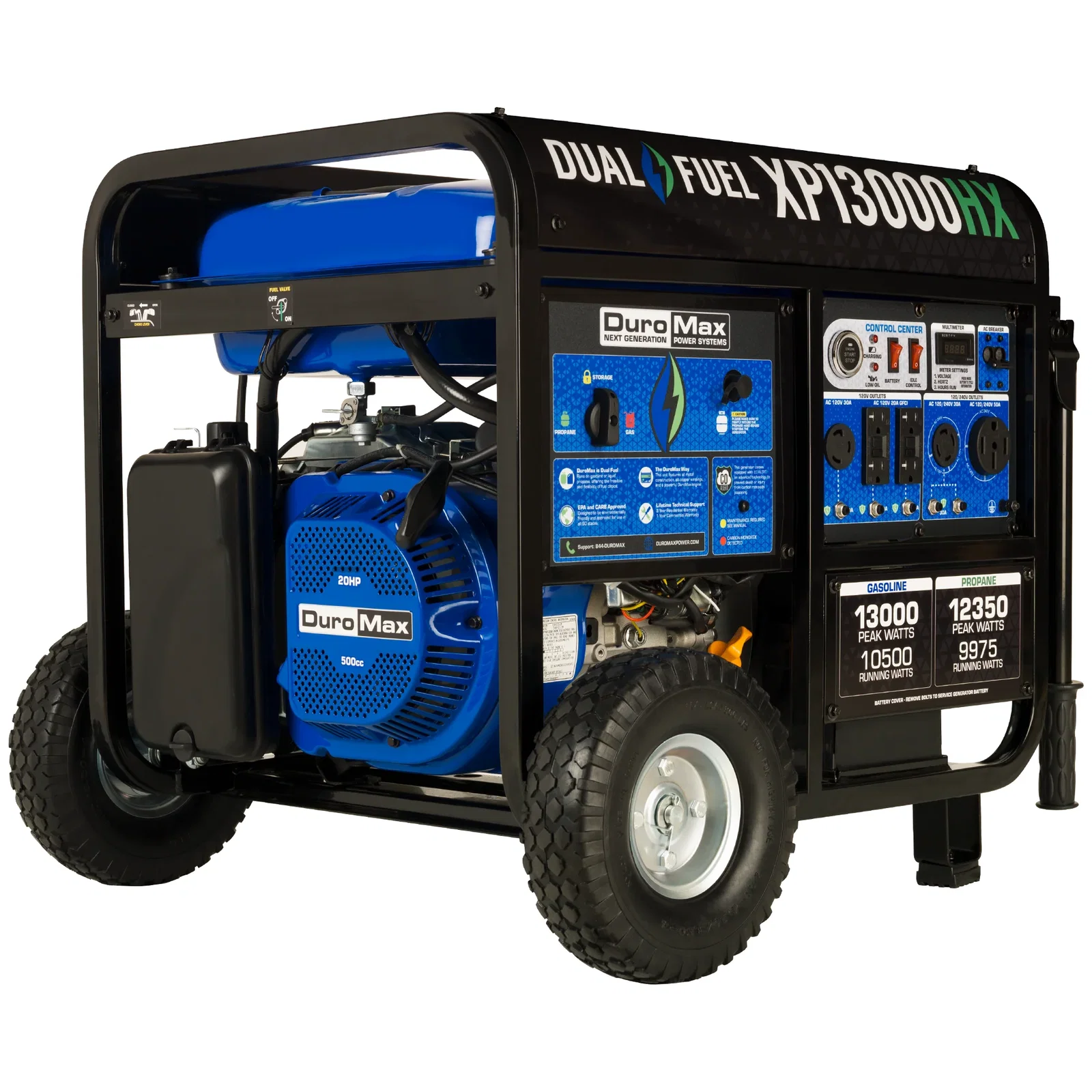 Image of DuroMax XP13000HX 13,000 Watt Portable Dual Fuel Gas Propane CO Alert - Recon