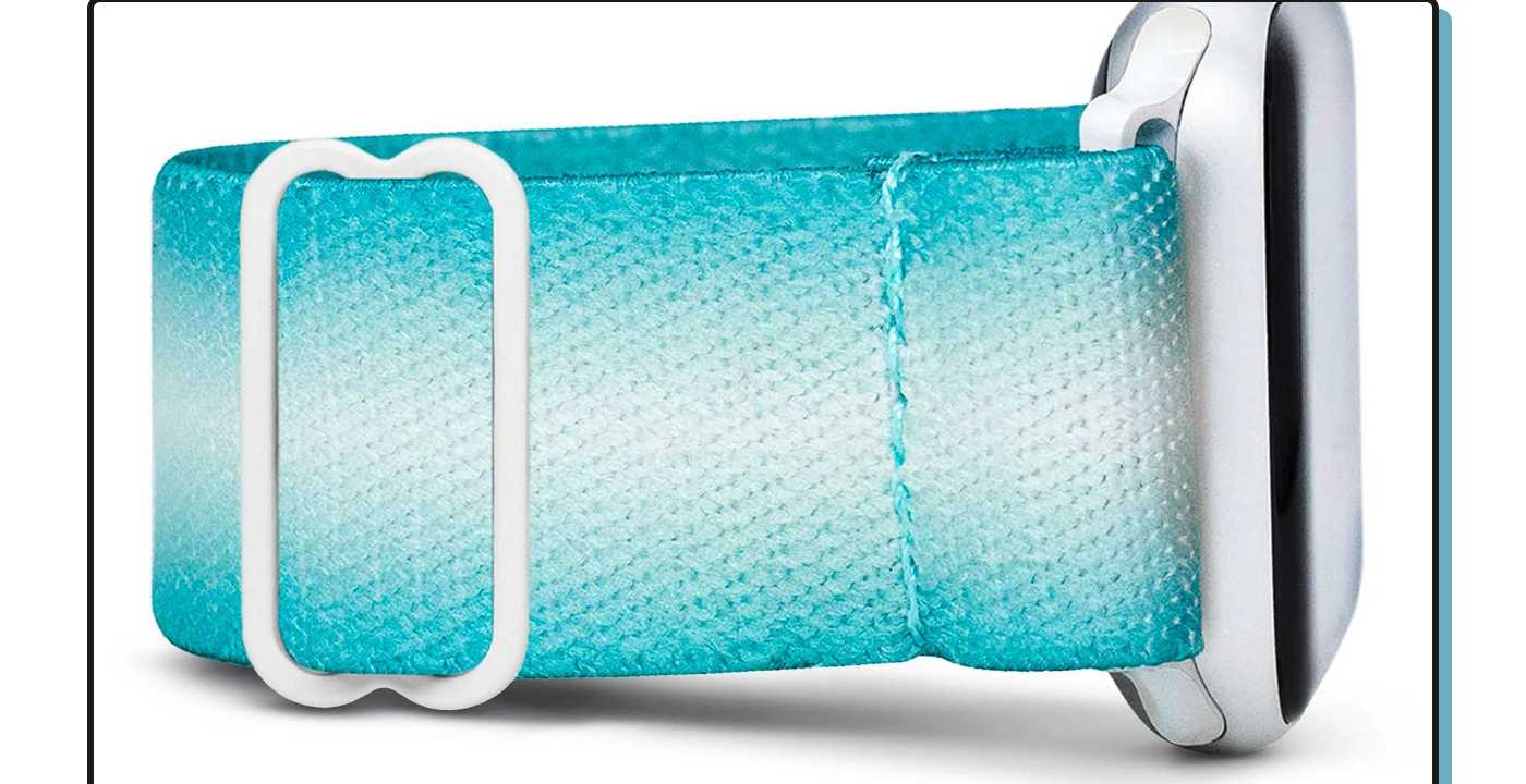 Close-up of the Coastal teal watch band.