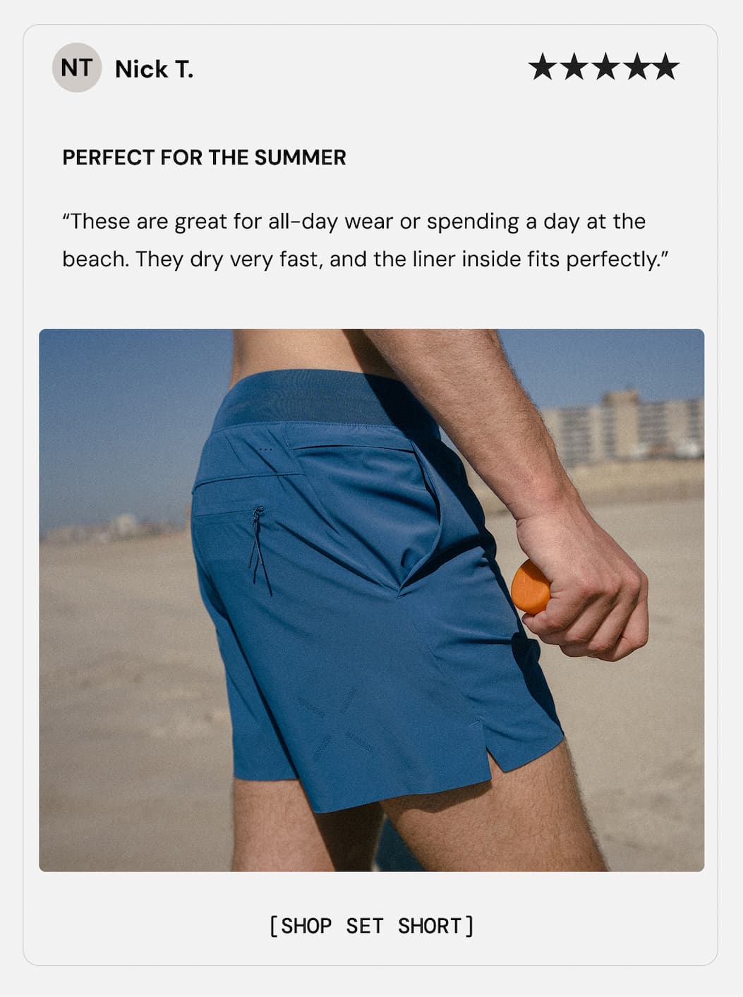5 Star Review from Nick T. for Hyrdo Blue Set Short