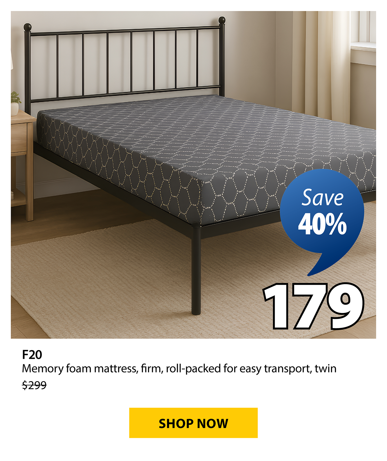 F20 Memory foam mattress | Save 40%