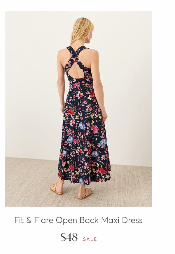 Fit & Flare Open Back Maxi Dress