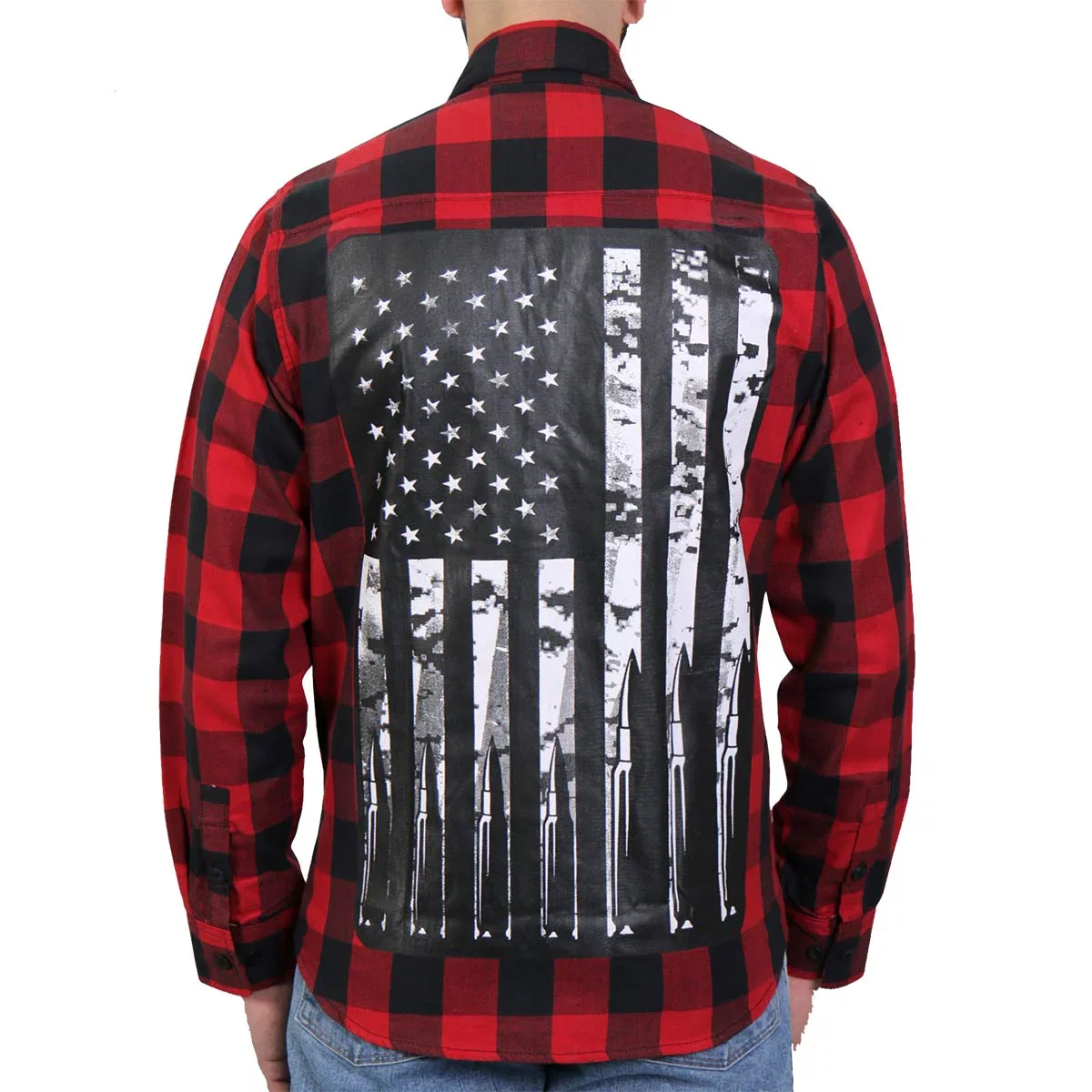 Image of Hot Leathers FLM2110 Men's Bullets Flannel Long Sleeve Shirt