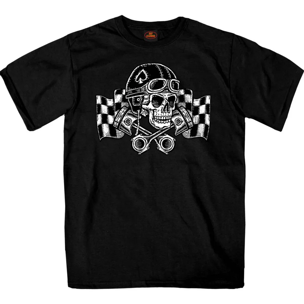 Image of Hot Leathers GMS1549 Men's Black Vintage Racing Skull Printed T-Shirt