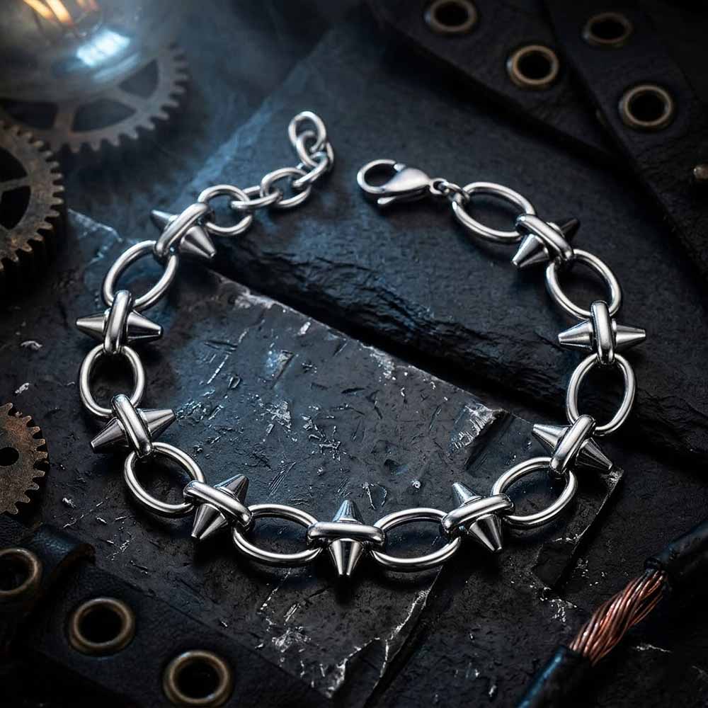 Image of Punk Spiked Thorn Chain Stainless Steel Bracelet
