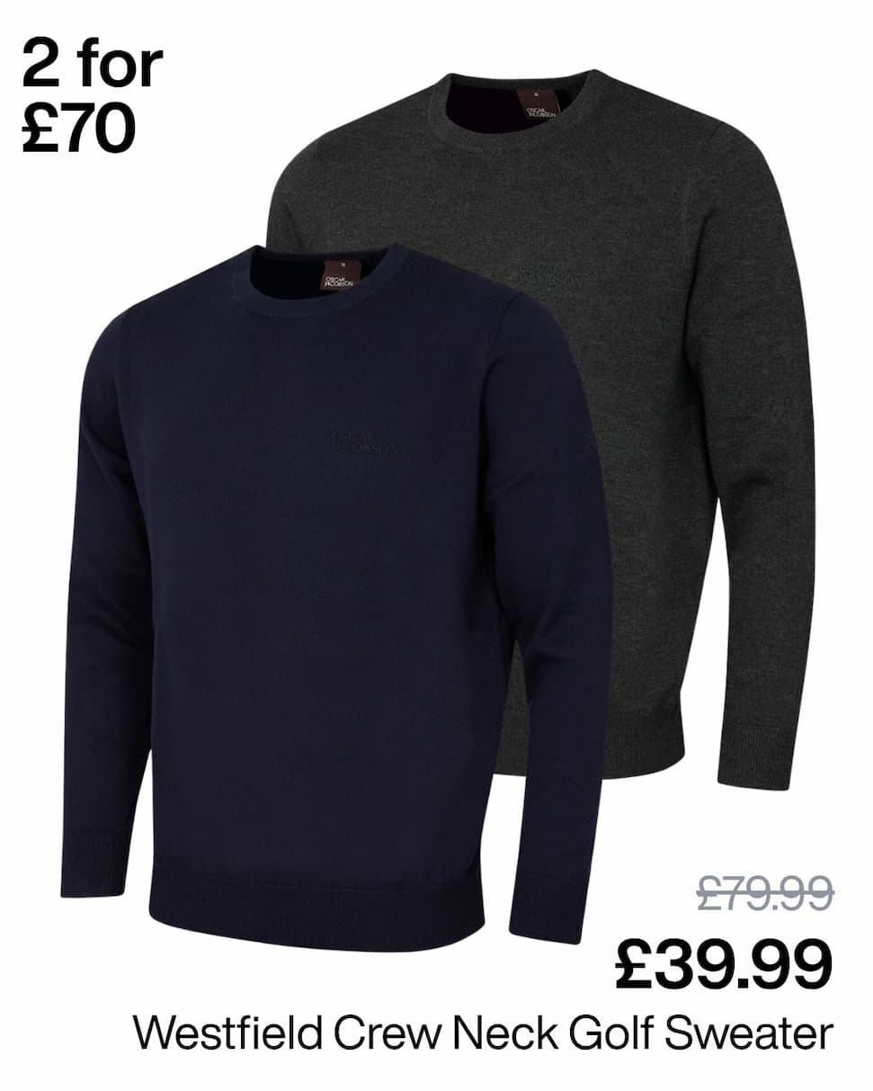 Oscar Jacobson Mens Westfield Crew Neck Soft Knit Golf Sweater