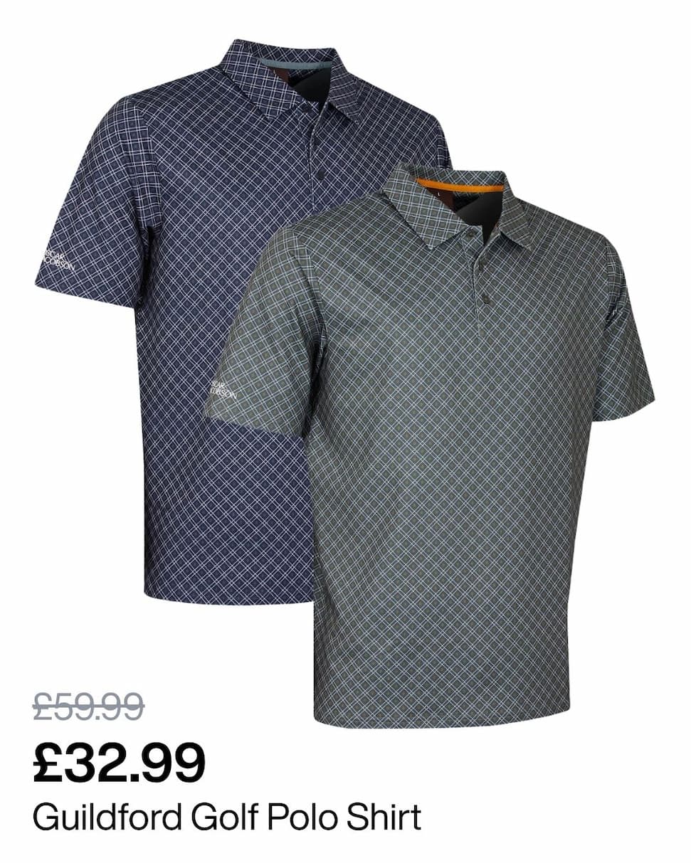 Oscar Jacobson Mens Guildford Lightweight Quick Dry Print Golf Polo Shirt