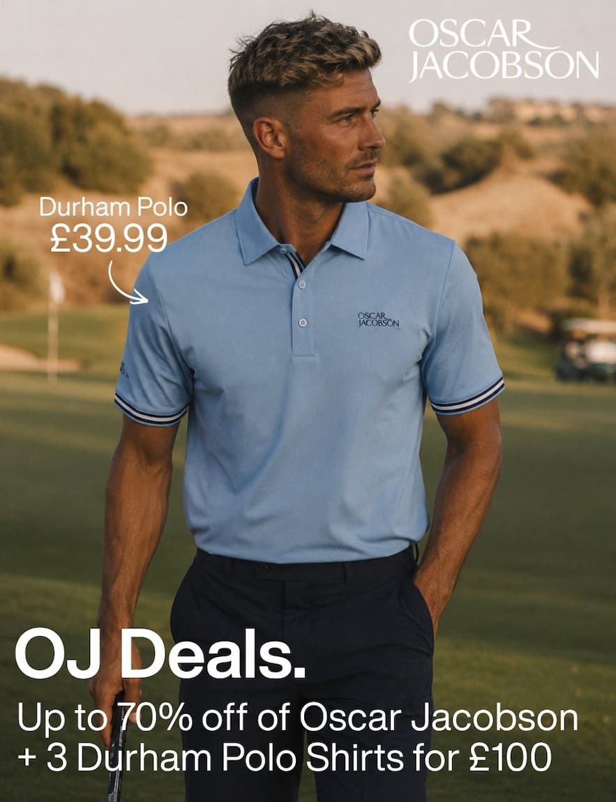 Oscar Jacobson Mens 2026 Durham Tour 4 Way Stretch Golf Polo Shirt