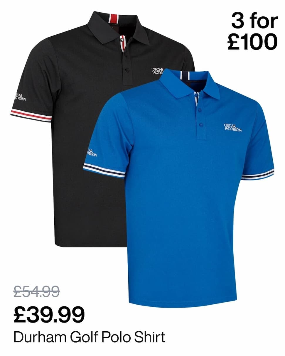 Oscar Jacobson Mens 2026 Durham Tour 4 Way Stretch Golf Polo Shirt