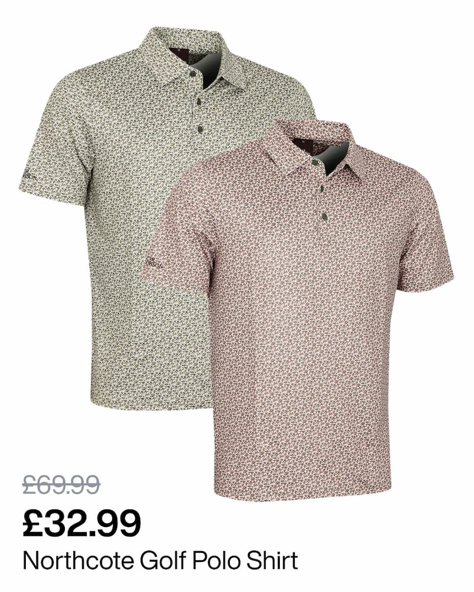 Oscar Jacobson Mens Northcote Print Stretch UPF 50+ Golf Polo Shirt