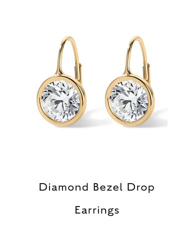 Diamond Bezel Drop Earrings 