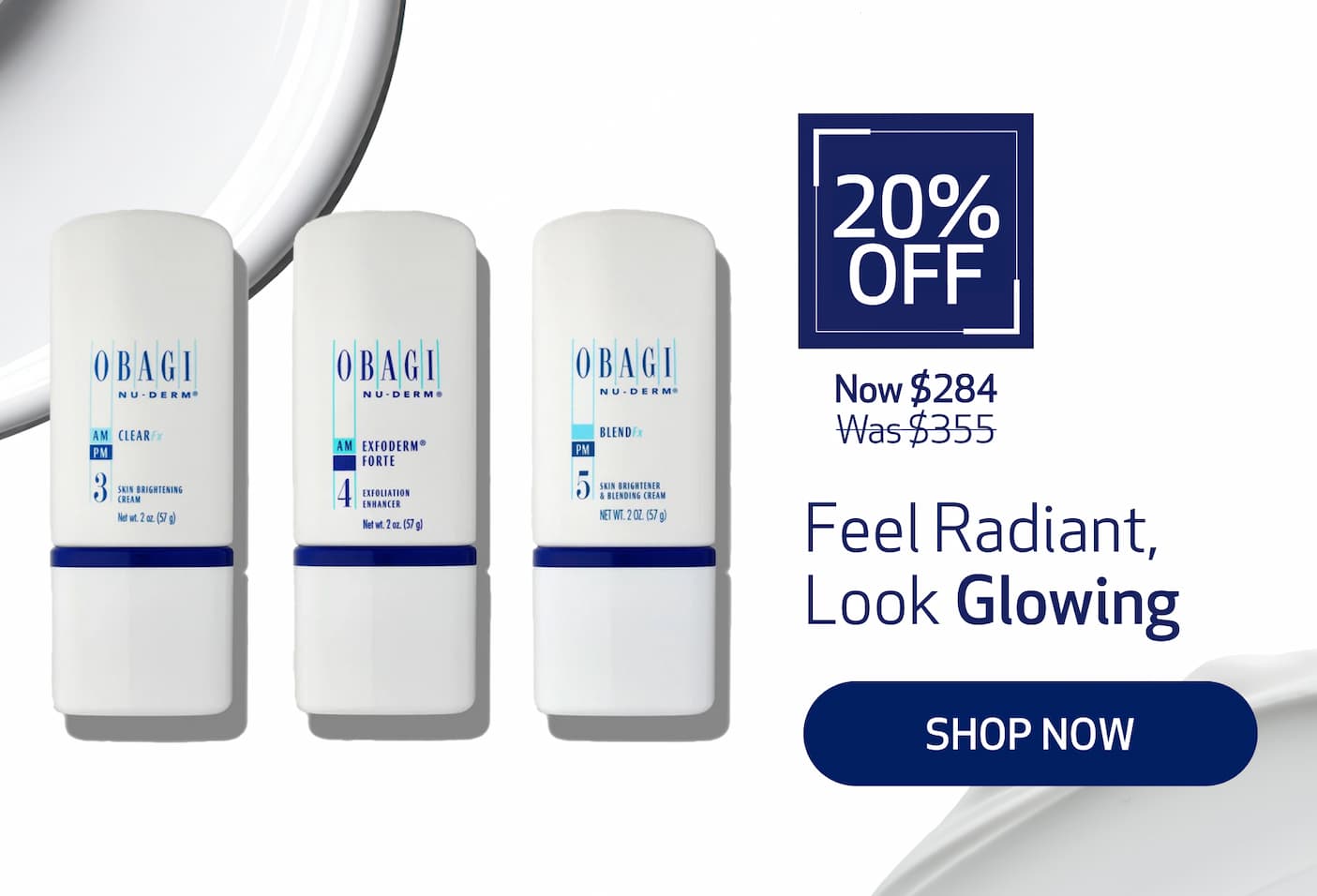 feel radient, look glowing, shop now