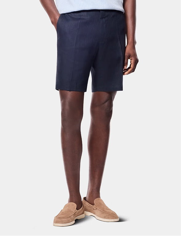 Navy Linen Shorts