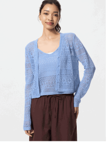 product11women0crochet0vneck0denim0cardigan