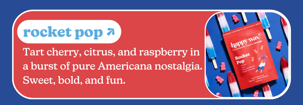 rocket pop: Tart cherry, citrus, and raspberry in a burst of pure Americana nostalgia. Sweet, bold, and fun.