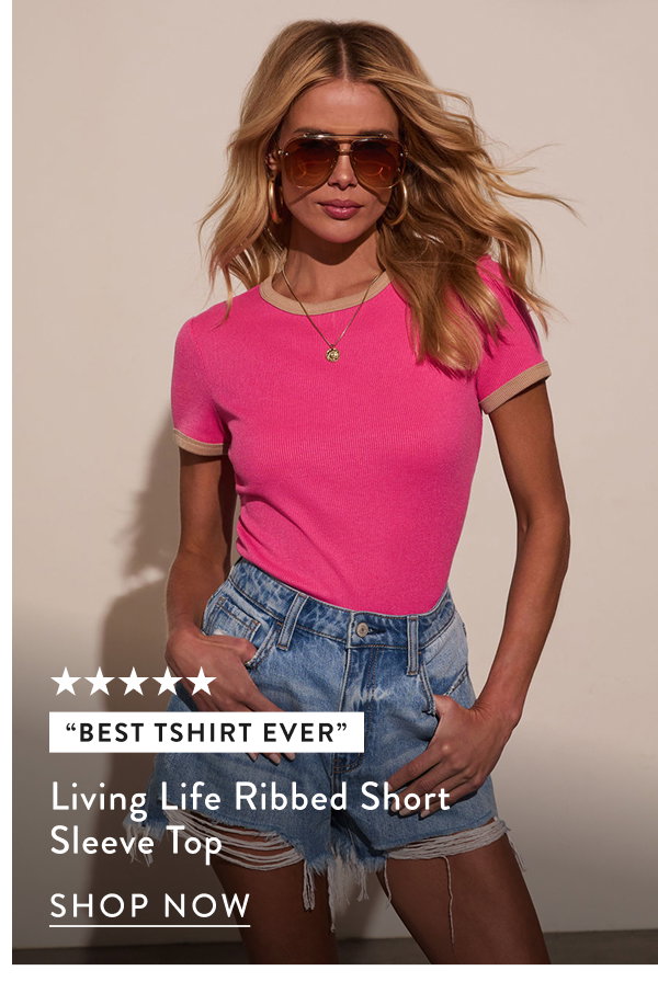 Living Life Ribbed Short Sleeve Top