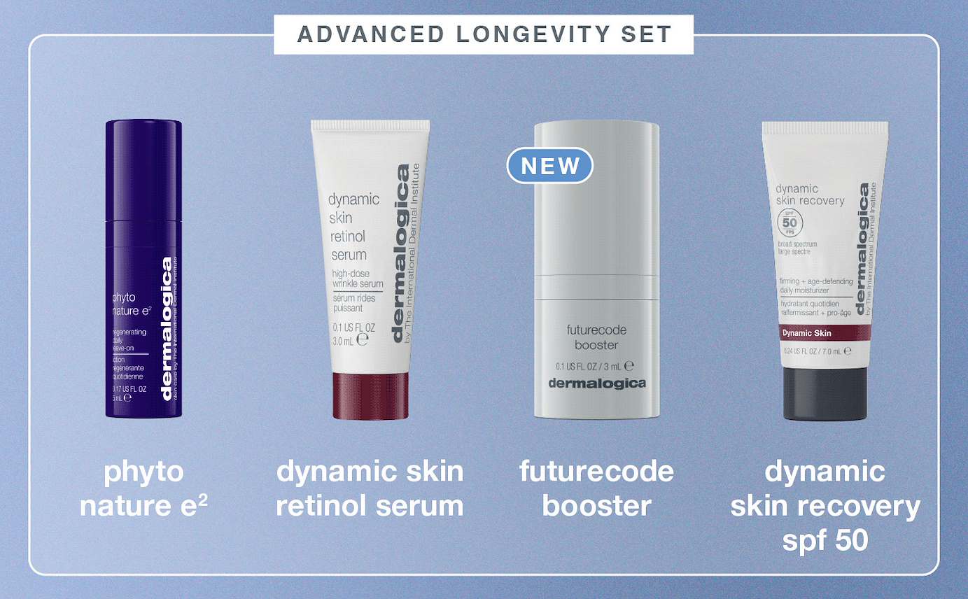 advanced longevity set | phyto nature e2 | dynamic skin retinol serum | new futurecode booster | dynamic skin recovery spf 50