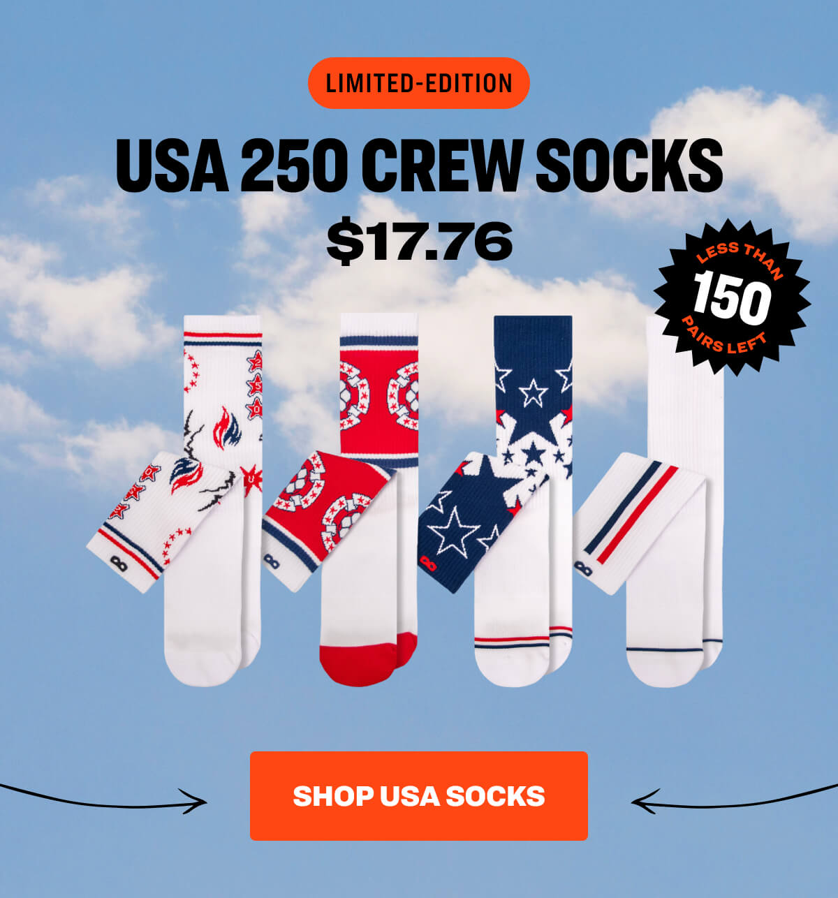 limited-edition usa 250 crew socks $17.76 150 Shop USA Socks