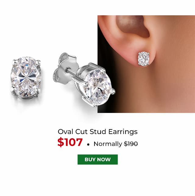 Oval Cut Stud Earrings Platinum Clad