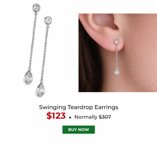 Swinging Teardrop Earrings Platinum Clad