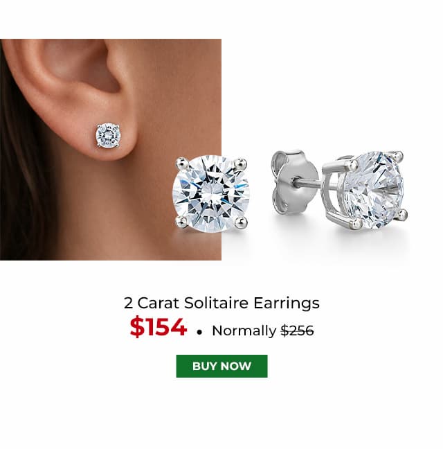 2 Carat Solitaire Earrings Platinum Clad
