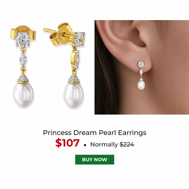 Princess Dream Pearl Earrings Gold Clad