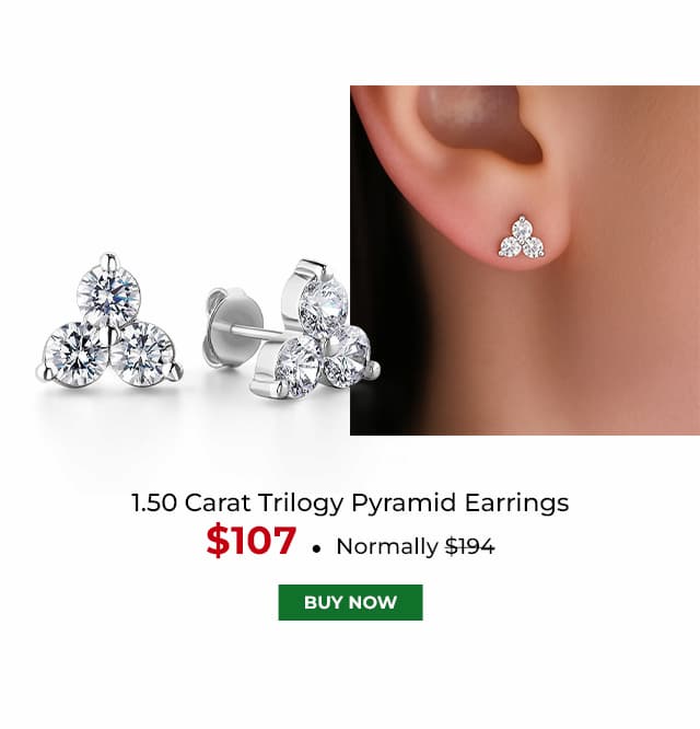 1 50 Carat Trilogy Pyramid Earrings Platinum Clad