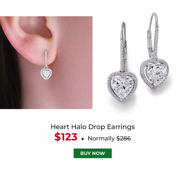 Heart Halo Drop Earrings Platinum Clad
