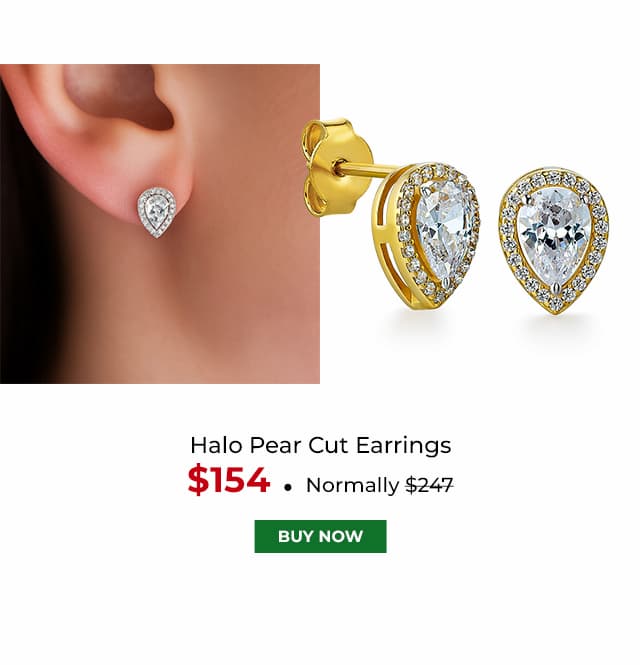 Halo Pear Cut Earrings Gold Clad