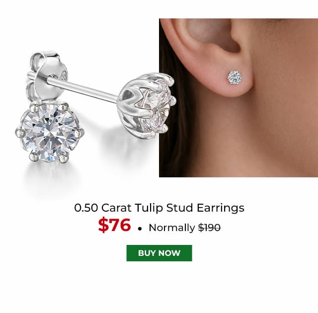 0 50 Carat Tulip Stud Earrings Platinum Clad
