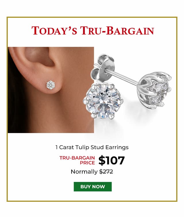 1 Carat Tulip Stud Earrings Platinum Clad