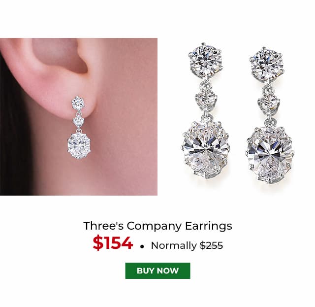 Threes Company Earrings Platinum Clad